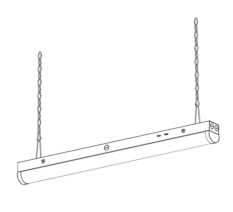 2ft LED linear light strip with pendant mounting chains for versatility.