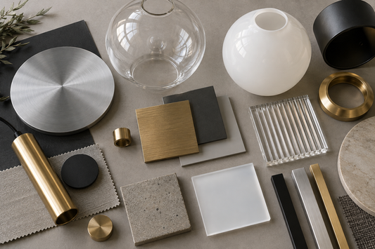 Concept illustration for Custom Lighting Materials Guide: Glass, Metal, Acrylic and More