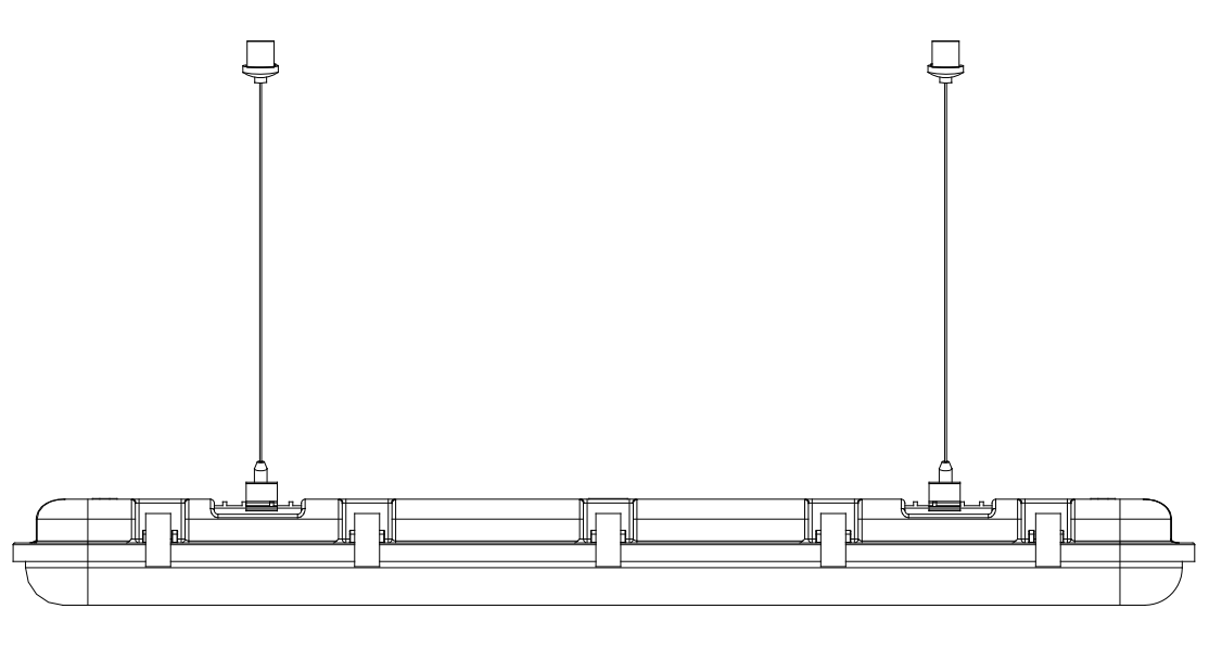 LED vapor tight light fixture with adjustable suspension cables