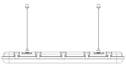 LED vapor tight light fixture with adjustable suspension cables