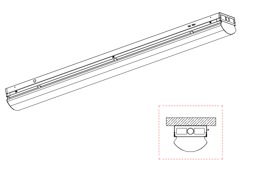 Linear LED light strip design with cross-section view