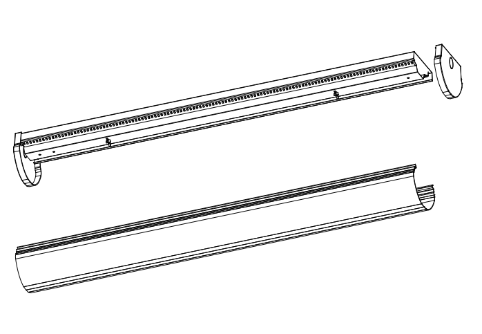 4ft CCT selectable LED wrap-around light fixture parts for efficient lighting