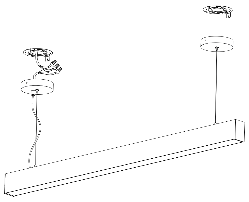 Linear pendant light fixture design with mounting hardware for easy installation