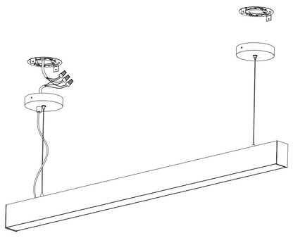 Linear pendant light fixture design with mounting hardware for easy installation