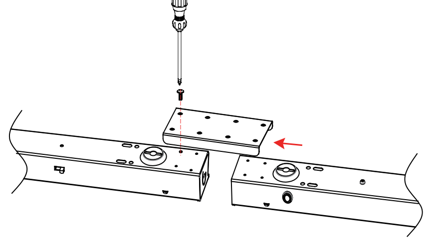 Mounting diagram for LED linear light strip with integral installation features.
