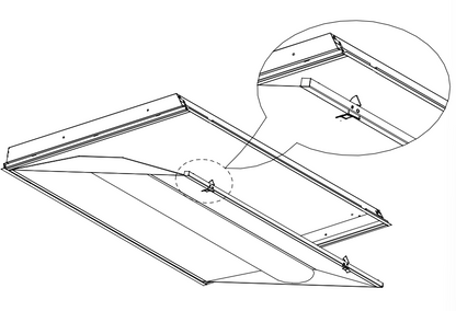 LED Troffer Retrofit Kit installation diagram with clip attachment for easy setup.
