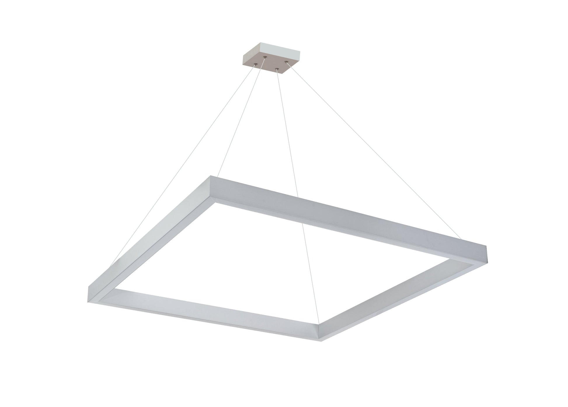Square LED linear pendant light fixture, direct/indirect lighting