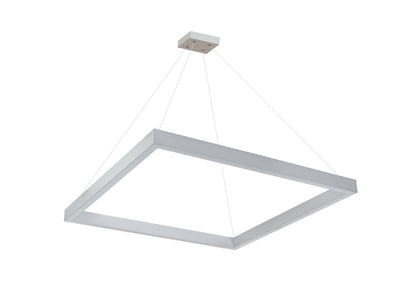 Square LED linear pendant light fixture, direct/indirect lighting