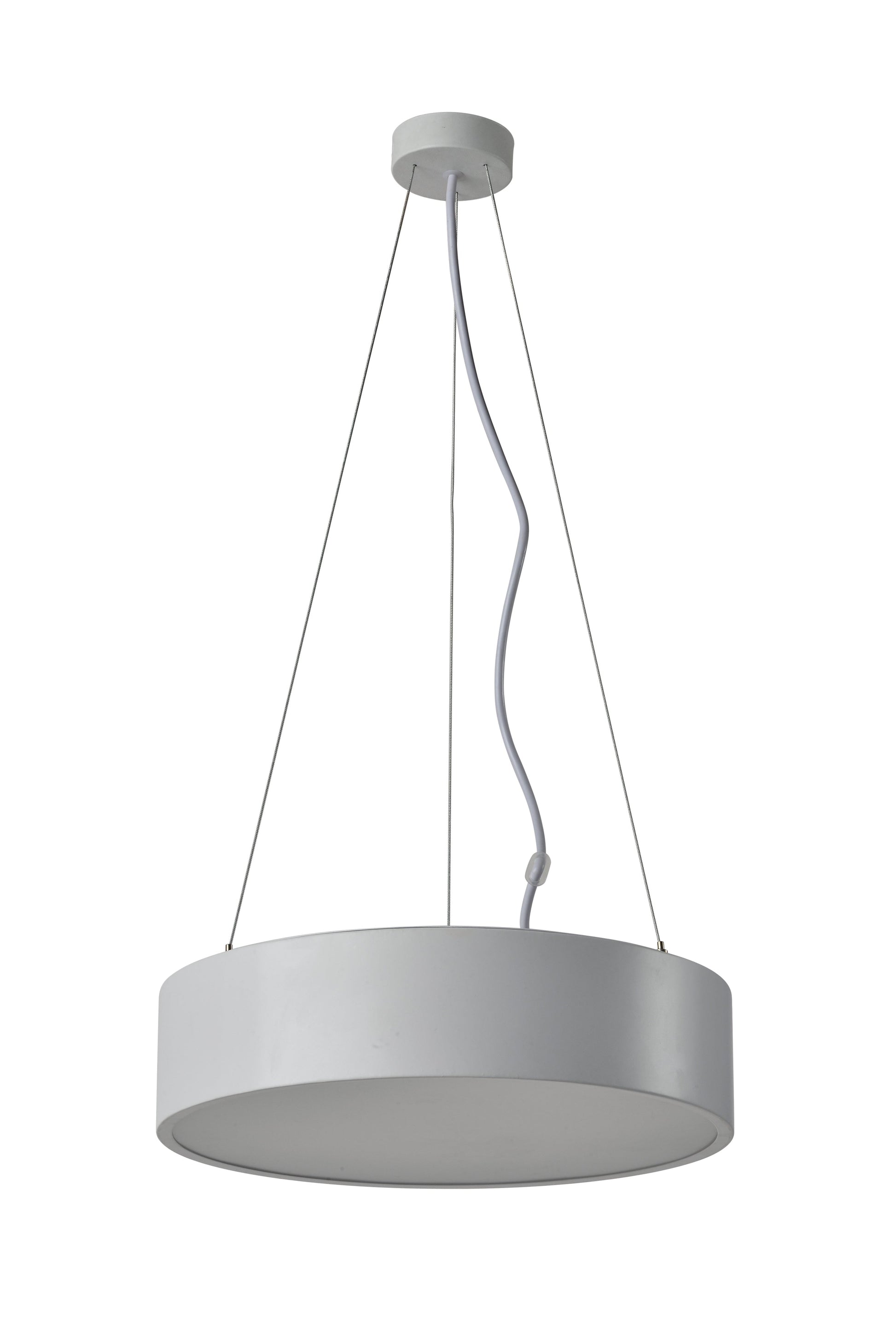 Modern round LED pendant light in white finish