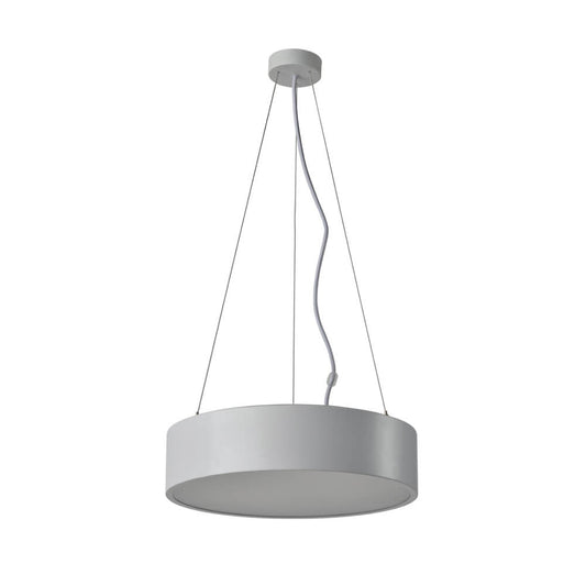 Modern Halcon Round LED Pendant Light in white finish, available in multiple sizes with direct/indirect lighting options for versatile room use.