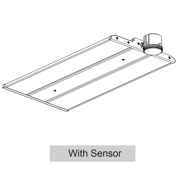 LED fixture diagram with wire guard and Bluetooth sensor installation