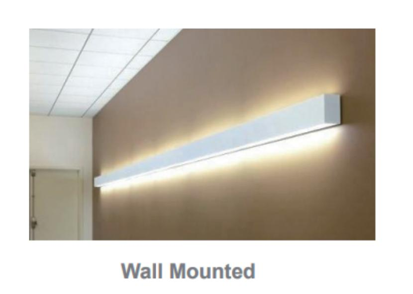 Wall mounted LED linear light fixture with ambient glow